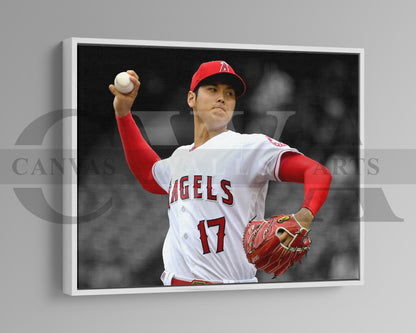 Shohei Ohtani Black & White Canvas Art