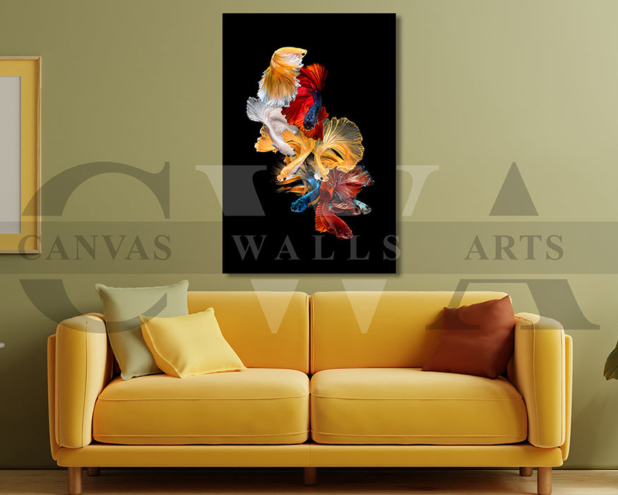 Siamese Fighting Fish Canvas Wall Art Animal Poster Print