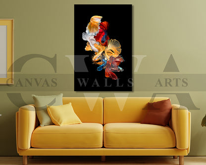 Siamese Fighting Fish Canvas Wall Art Animal Poster Print