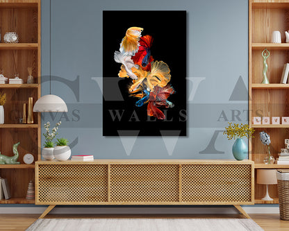 Siamese Fighting Fish Canvas Wall Art Animal Poster Print
