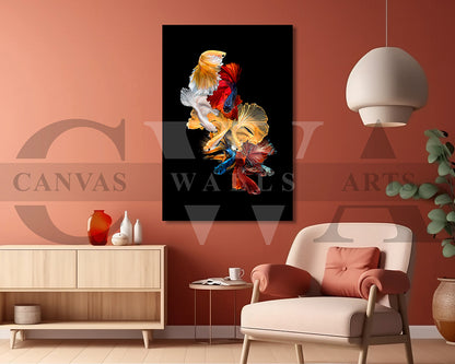 Siamese Fighting Fish Canvas Wall Art Animal Poster Print