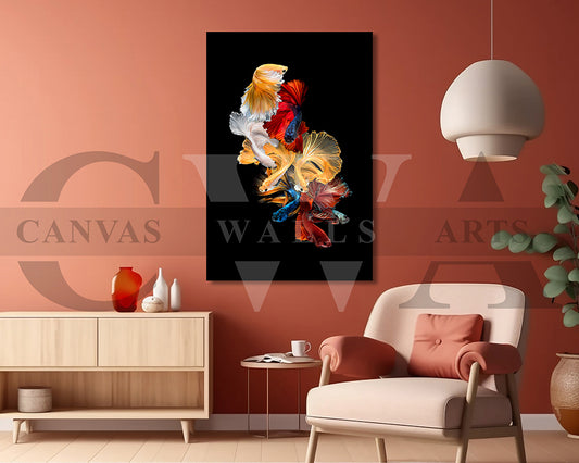Siamese Fighting Fish Canvas Wall Art Animal Poster Print