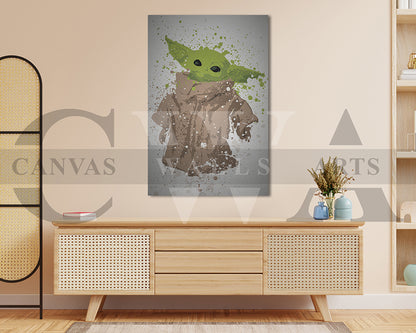 Star Wars Grogu Splatter Canvas Wall Art