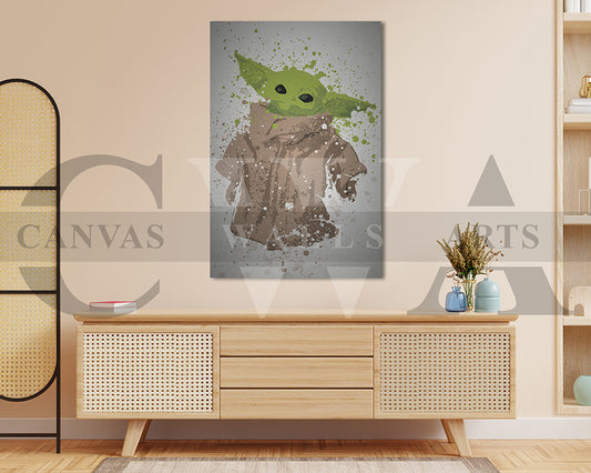 Star Wars Grogu Splatter Canvas Wall Art