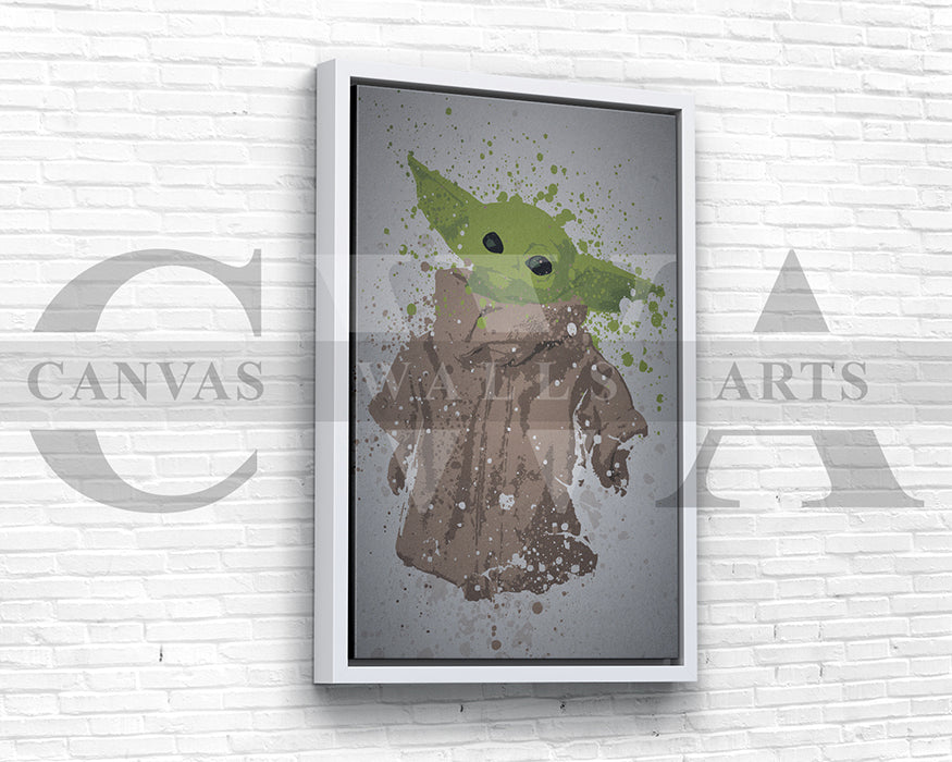 Star Wars Grogu Splatter Canvas Wall Art
