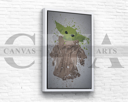 Star Wars Grogu Splatter Canvas Wall Art