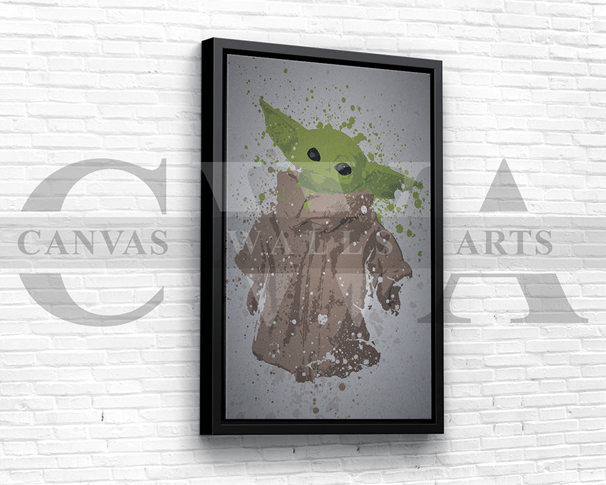 Star Wars Grogu Splatter Canvas Wall Art