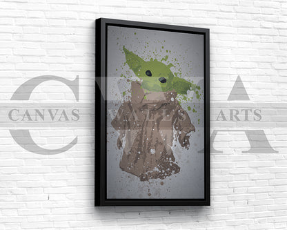 Star Wars Grogu Splatter Canvas Wall Art