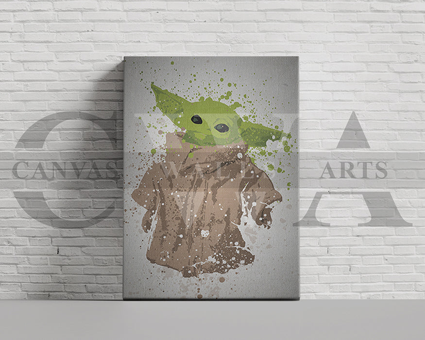 Star Wars Grogu Splatter Canvas Wall Art