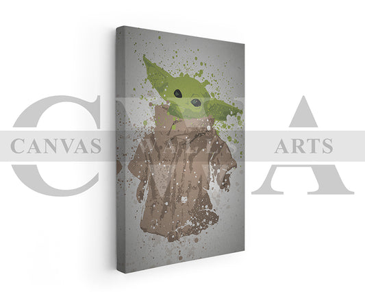 Star Wars Grogu Splatter Canvas Wall Art