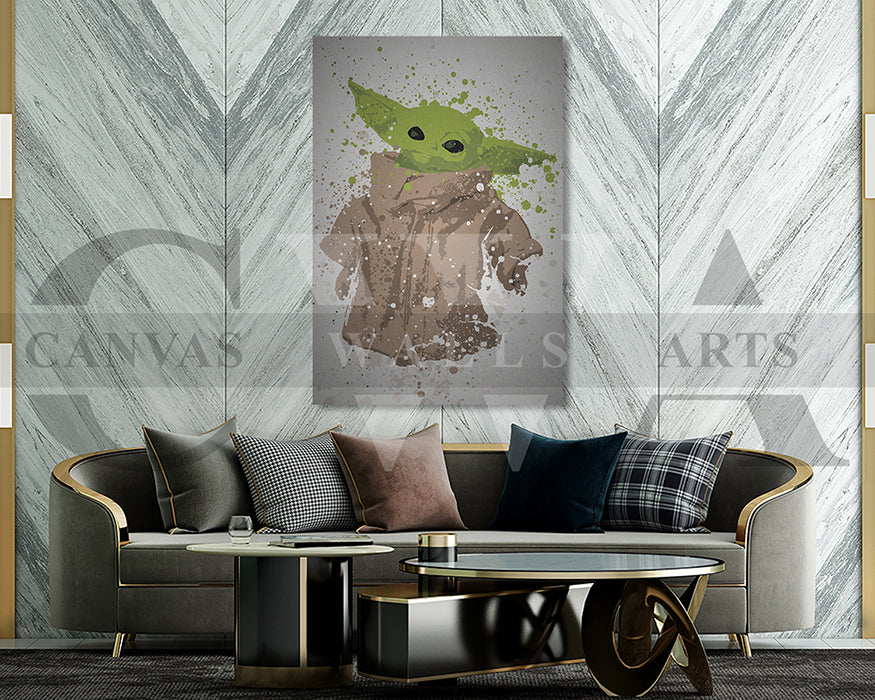 Star Wars Grogu Splatter Canvas Wall Art