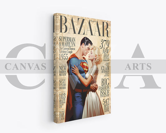 Superman and Marilyn The Hottest Couple Canvas Wall Art