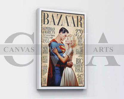 Superman and Marilyn The Hottest Couple Canvas Wall Art
