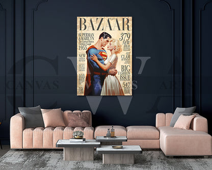 Superman and Marilyn The Hottest Couple Canvas Wall Art
