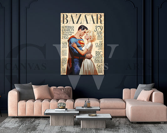 Superman and Marilyn The Hottest Couple Canvas Wall Art