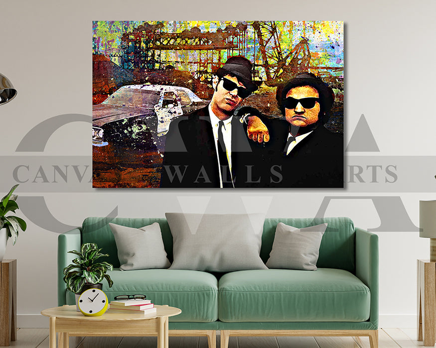 The Blues Brothers Canvas Wall Art Abstract Movie Poster Print