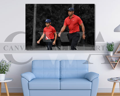 Tiger Woods Black & White Canvas Art Golf Canvas Wall Art