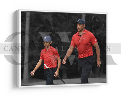 Tiger Woods Black & White Canvas Art Golf Canvas Wall Art
