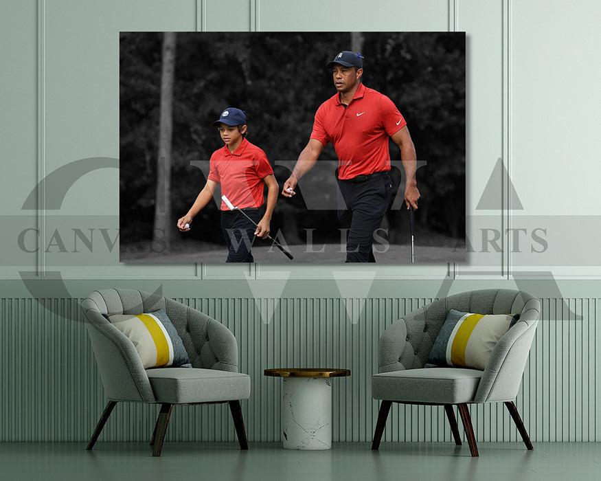 Tiger Woods Black & White Canvas Art Golf Canvas Wall Art