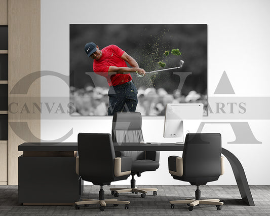 Tiger Woods Black & White Canvas Art