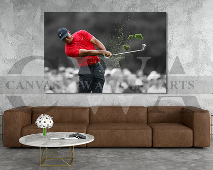 Tiger Woods Black & White Canvas Art