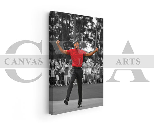 Tiger Woods 2019 Masters Black and White Canvas Wall Art