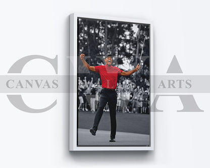 Tiger Woods 2019 Masters Black and White Canvas Wall Art