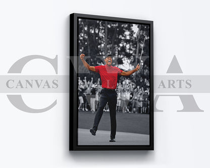 Tiger Woods 2019 Masters Black and White Canvas Wall Art