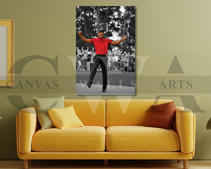 Tiger Woods 2019 Masters Black and White Canvas Wall Art