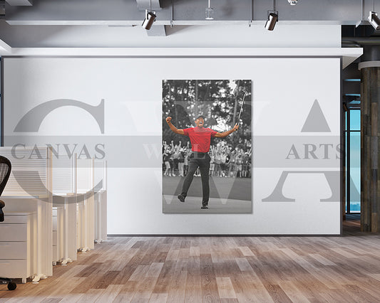 Tiger Woods 2019 Masters Black and White Canvas Wall Art