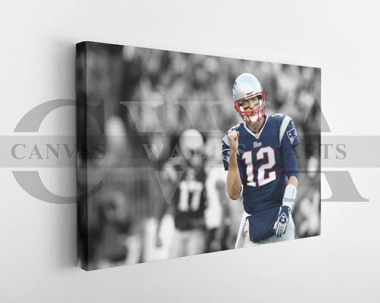 Tom Brady Black & White Canvas Art American Football Canvas Wall Ar