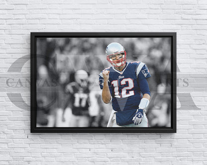 Tom Brady Black & White Canvas Art American Football Canvas Wall Ar