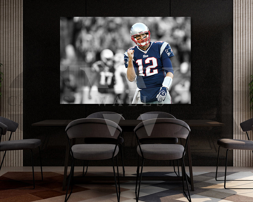 Tom Brady Black & White Canvas Art American Football Canvas Wall Ar