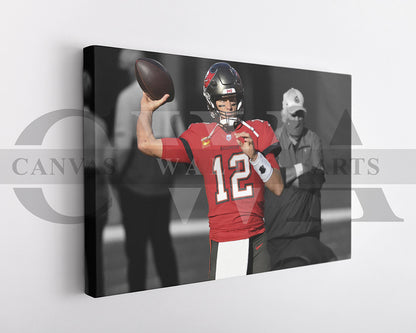 Tom Brady Black & White Canvas Art American Football Canvas Wall Art