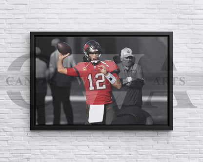 Tom Brady Black & White Canvas Art American Football Canvas Wall Art