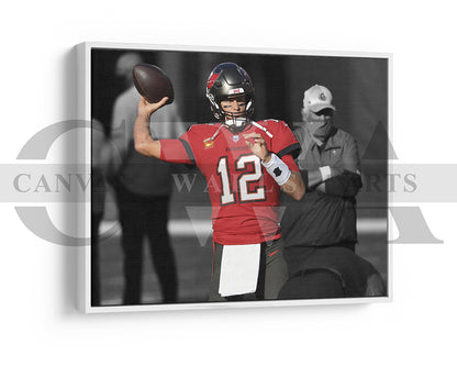 Tom Brady Black & White Canvas Art American Football Canvas Wall Art