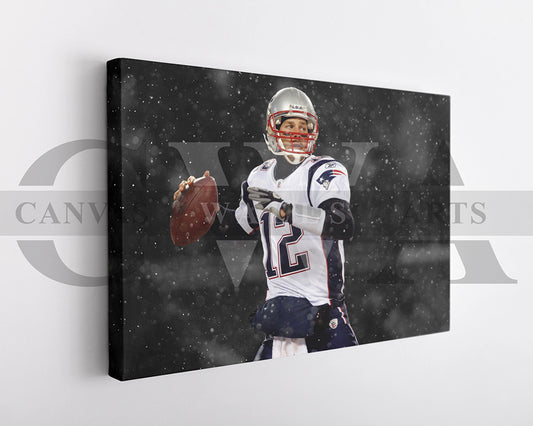Tom Brady Black & White Canvas Art American Football Canvas Wall Art