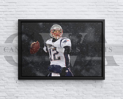 Tom Brady Black & White Canvas Art American Football Canvas Wall Art