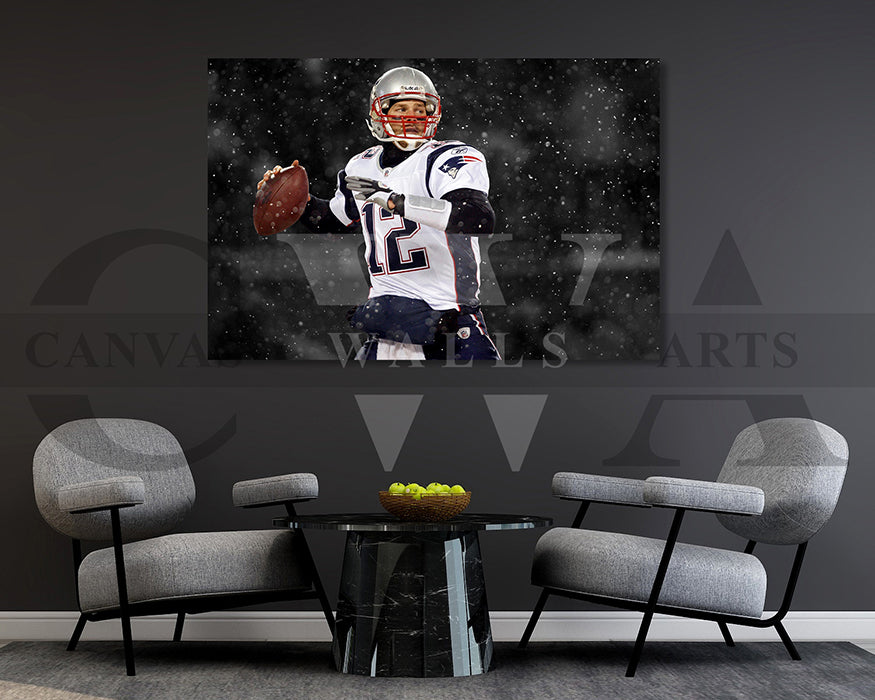 Tom Brady Black & White Canvas Art American Football Canvas Wall Art