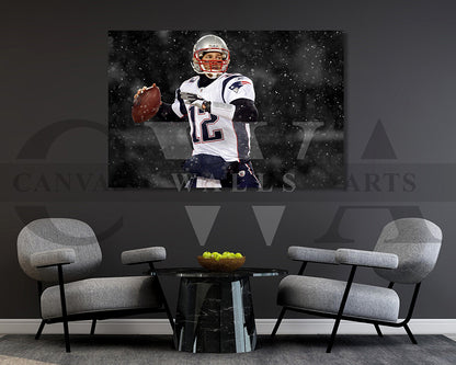 Tom Brady Black & White Canvas Art American Football Canvas Wall Art