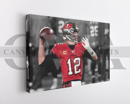 Tom Brady Black & White Canvas Art American Football Canvas Wall Art