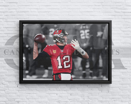 Tom Brady Black & White Canvas Art American Football Canvas Wall Art