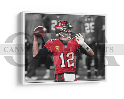 Tom Brady Black & White Canvas Art American Football Canvas Wall Art