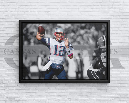 Tom Brady Black & White Canvas Art American Football Canvas Wall Art