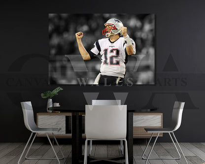 Tom Brady Black & White Canvas Art American Football Canvas Wall Art