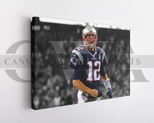 Tom Brady Black & White Canvas Art American Football Canvas Wall Art