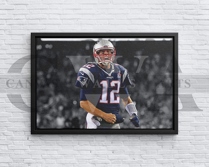 Tom Brady Black & White Canvas Art American Football Canvas Wall Art
