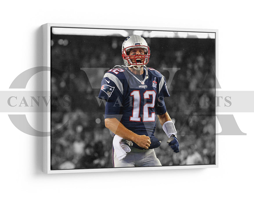 Tom Brady Black & White Canvas Art American Football Canvas Wall Art