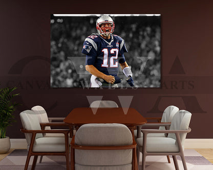 Tom Brady Black & White Canvas Art American Football Canvas Wall Art