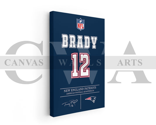 Tom Brady Jersey Canvas Wall Art NFL Jersey Poster Print American Football Canvas Wall Arts